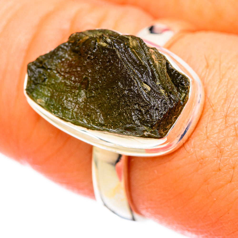 Czech Moldavite Rings handcrafted by Ana Silver Co - RING122607