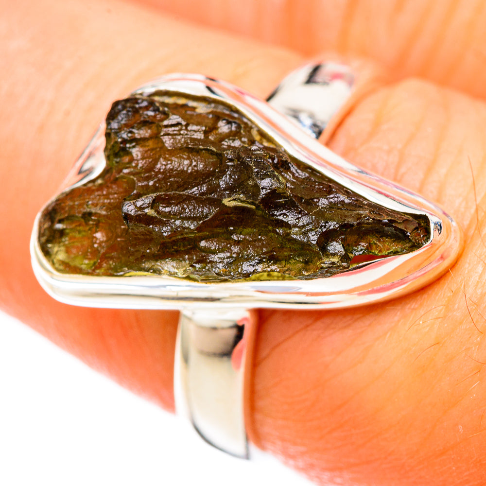 Czech Moldavite Rings handcrafted by Ana Silver Co - RING122608