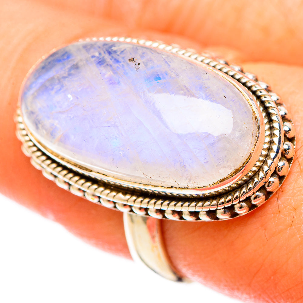 Rainbow Moonstone Rings handcrafted by Ana Silver Co - RING122613