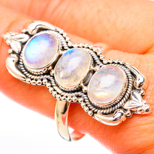 Rainbow Moonstone Rings handcrafted by Ana Silver Co - RING122614