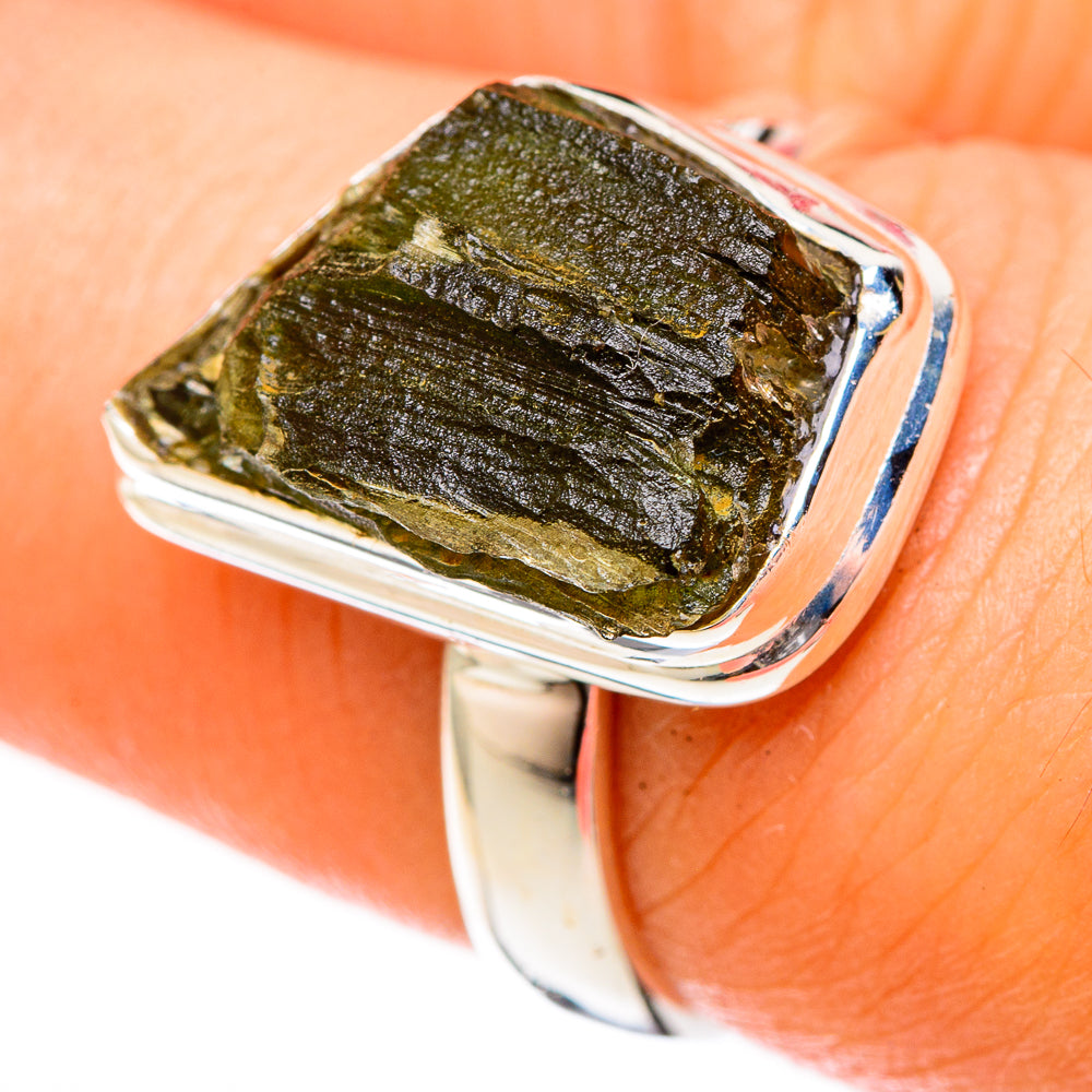 Czech Moldavite Rings handcrafted by Ana Silver Co - RING122624