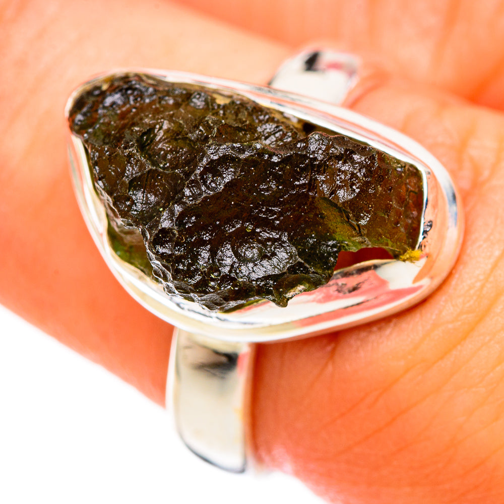 Czech Moldavite Rings handcrafted by Ana Silver Co - RING122625