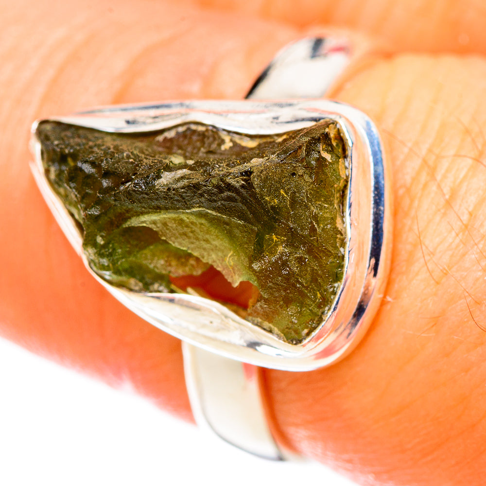 Czech Moldavite Rings handcrafted by Ana Silver Co - RING122627
