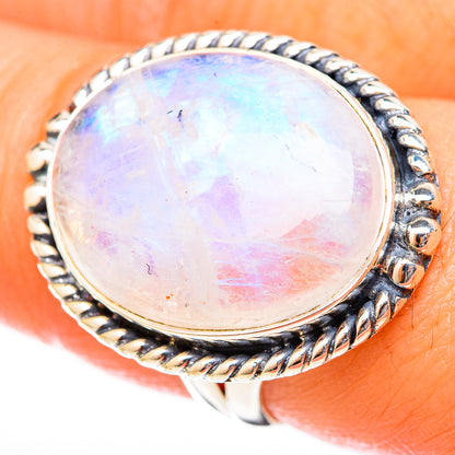 Rainbow Moonstone Rings handcrafted by Ana Silver Co - RING122632