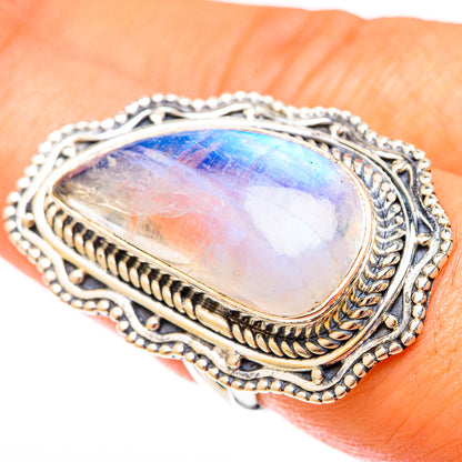 Rainbow Moonstone Rings handcrafted by Ana Silver Co - RING122633