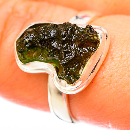 Czech Moldavite Rings handcrafted by Ana Silver Co - RING122643