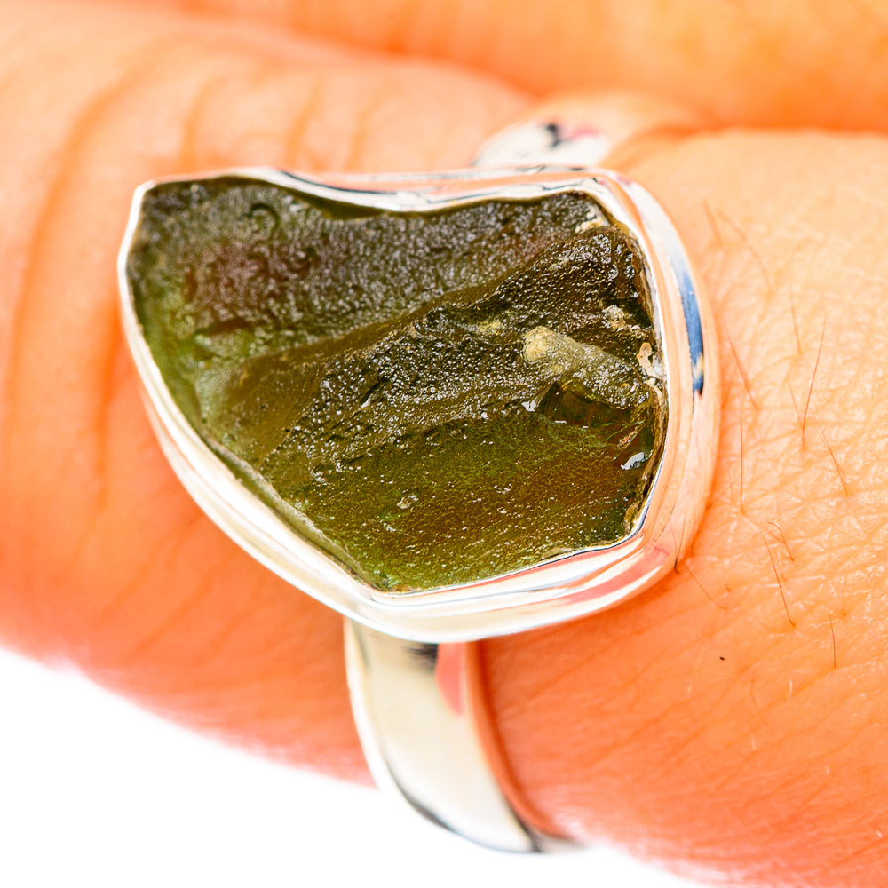 Czech Moldavite Rings handcrafted by Ana Silver Co - RING122644