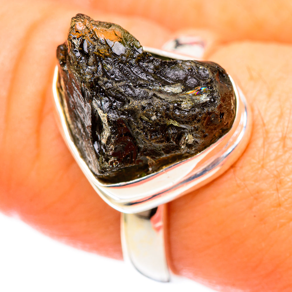 Czech Moldavite Rings handcrafted by Ana Silver Co - RING122645
