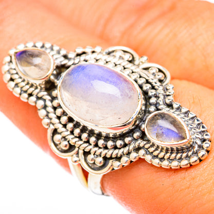 Rainbow Moonstone Rings handcrafted by Ana Silver Co - RING122649