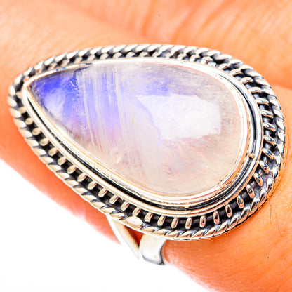 Rainbow Moonstone Rings handcrafted by Ana Silver Co - RING122650