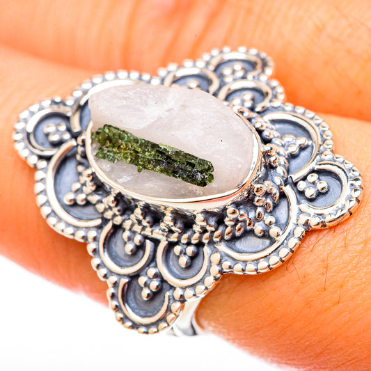 Green Tourmaline In Quartz Rings handcrafted by Ana Silver Co - RING122663