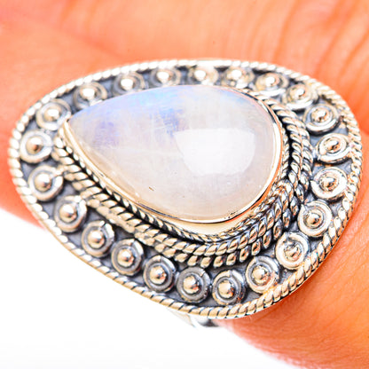 Rainbow Moonstone Rings handcrafted by Ana Silver Co - RING122666