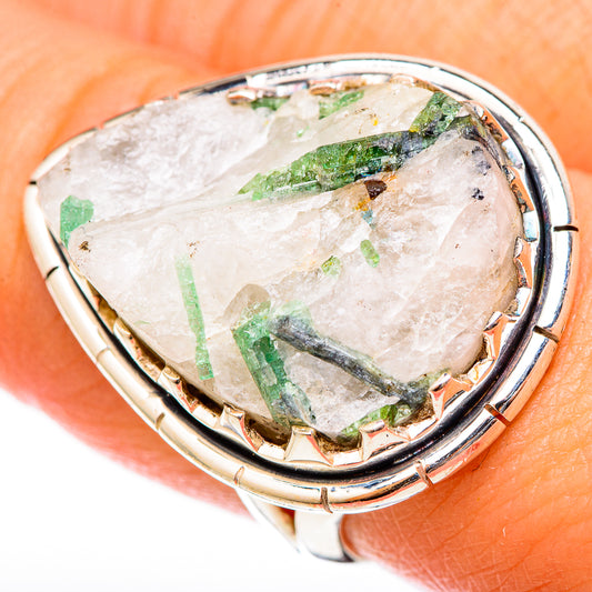 Green Tourmaline In Quartz Rings handcrafted by Ana Silver Co - RING122671