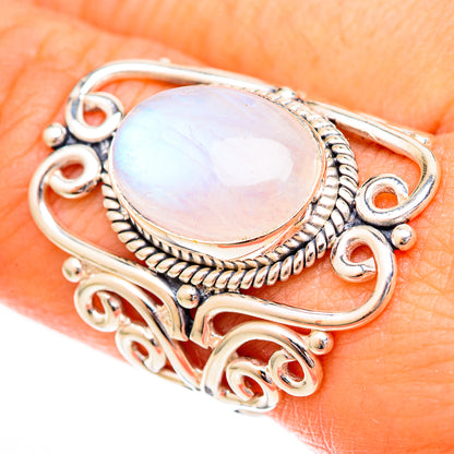 Rainbow Moonstone Rings handcrafted by Ana Silver Co - RING122689