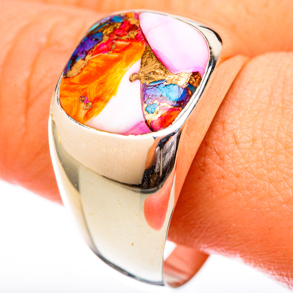 Kingman Pink Dahlia Turquoise Rings handcrafted by Ana Silver Co - RING122691