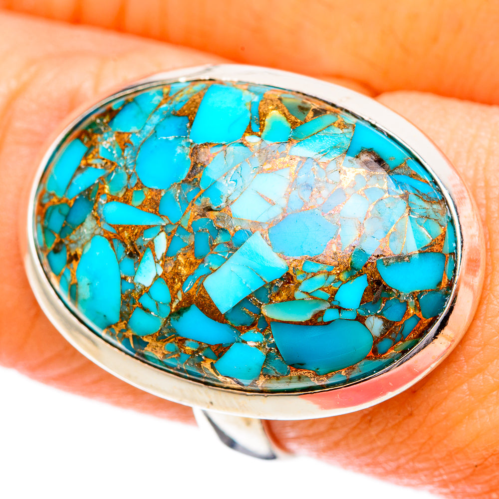 Blue Copper Composite Turquoise Rings handcrafted by Ana Silver Co - RING122696