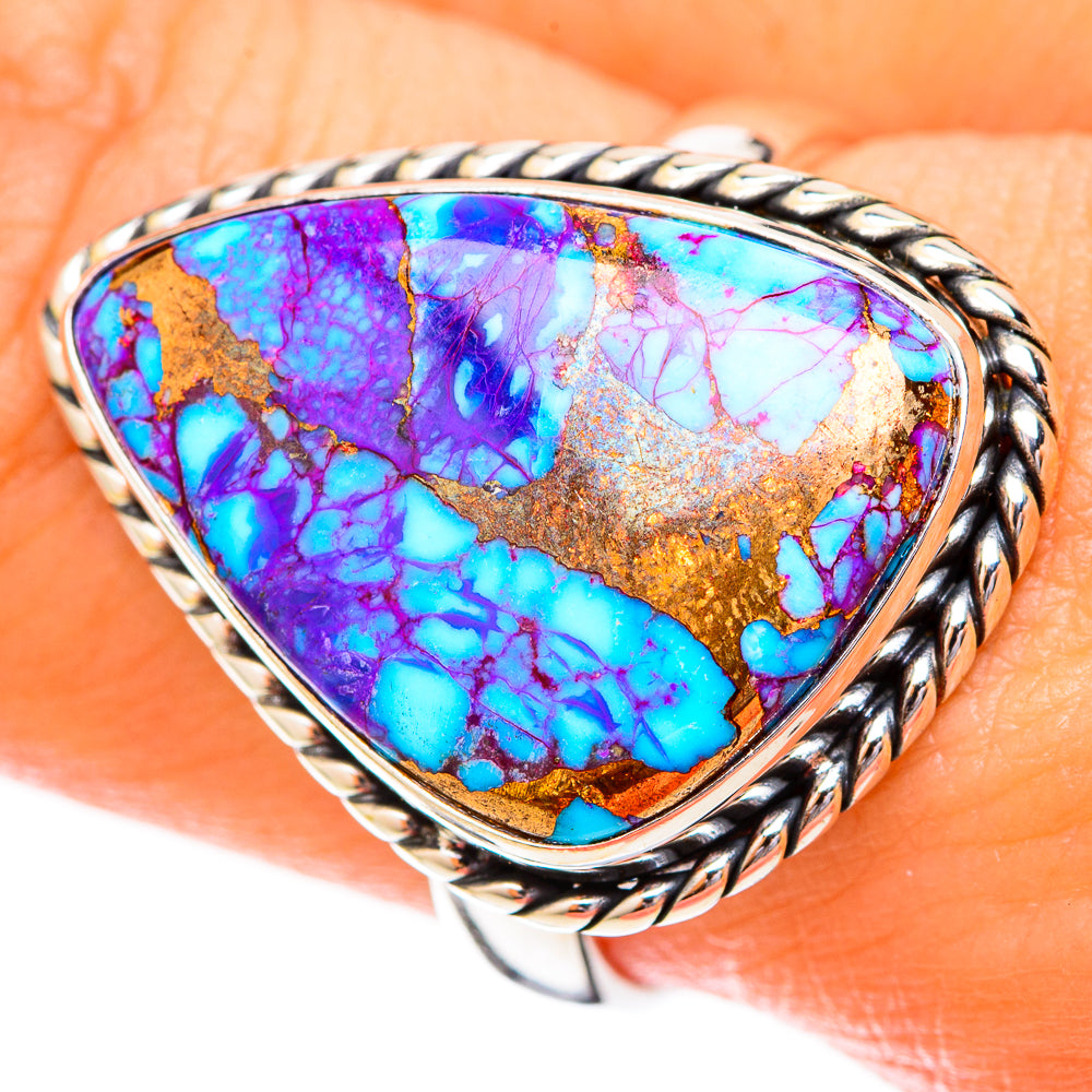 Purple Copper Composite Turquoise Rings handcrafted by Ana Silver Co - RING122705