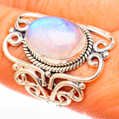 Rainbow Moonstone Rings handcrafted by Ana Silver Co - RING122708