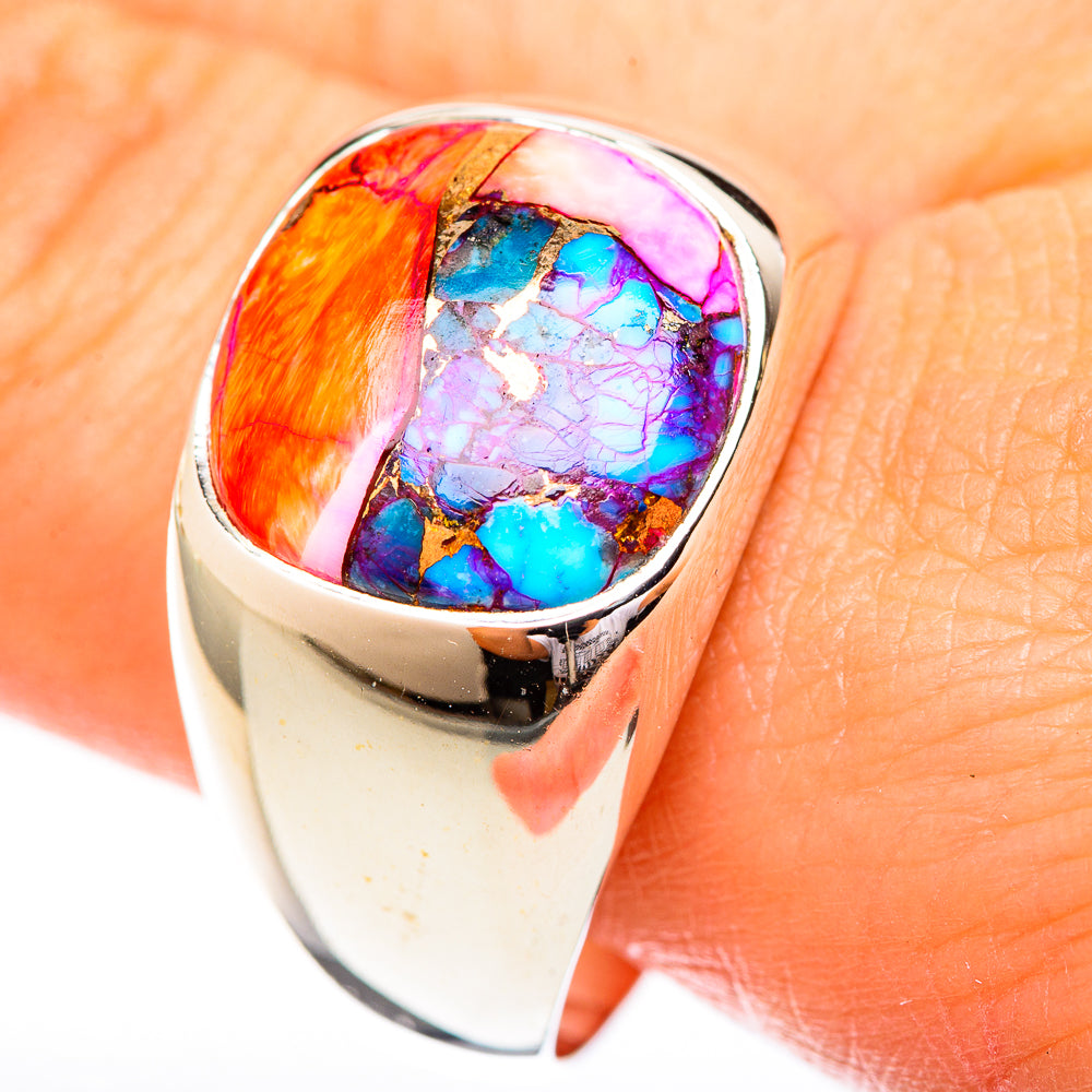 Kingman Pink Dahlia Turquoise Rings handcrafted by Ana Silver Co - RING122710