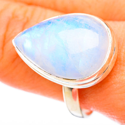 Rainbow Moonstone Rings handcrafted by Ana Silver Co - RING122746