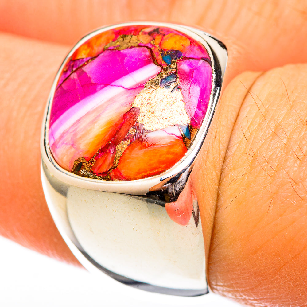 Kingman Pink Dahlia Turquoise Rings handcrafted by Ana Silver Co - RING122760