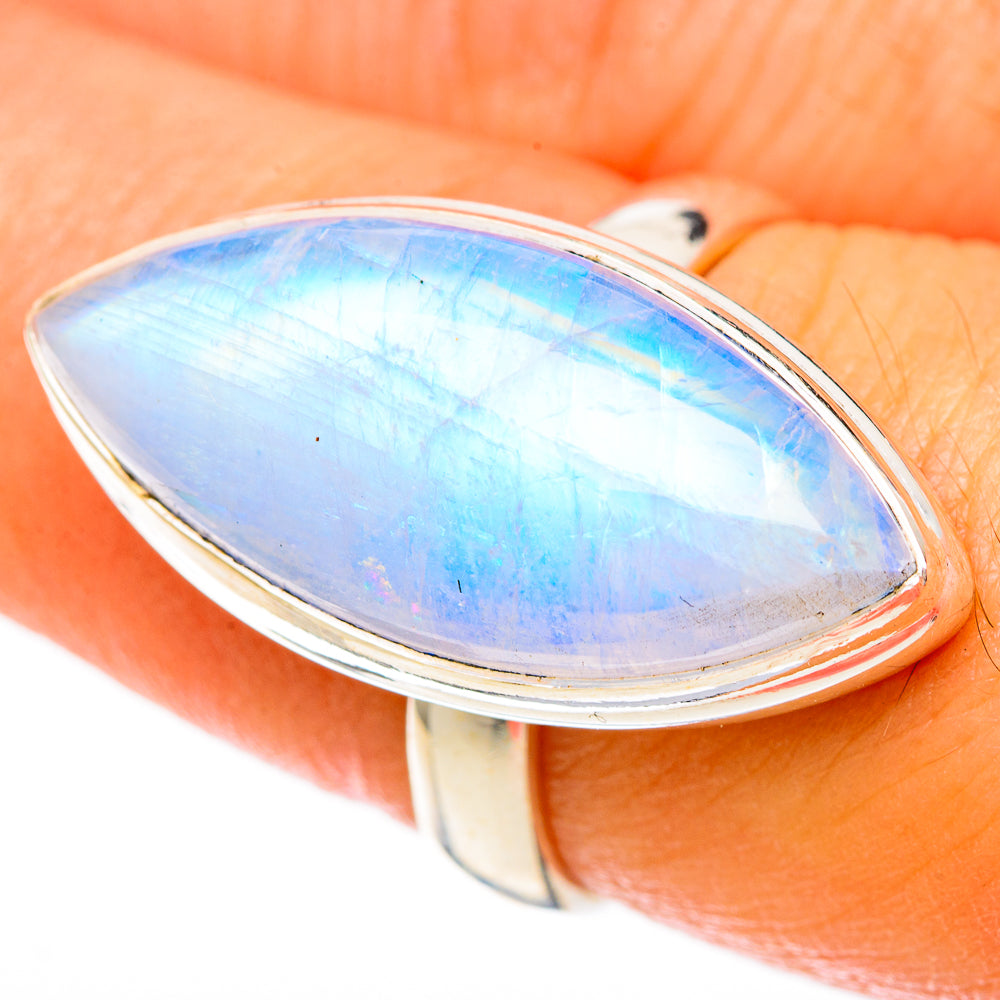 Rainbow Moonstone Rings handcrafted by Ana Silver Co - RING122766