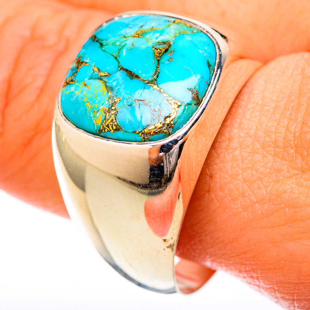 Blue Copper Composite Turquoise Rings handcrafted by Ana Silver Co - RING122767