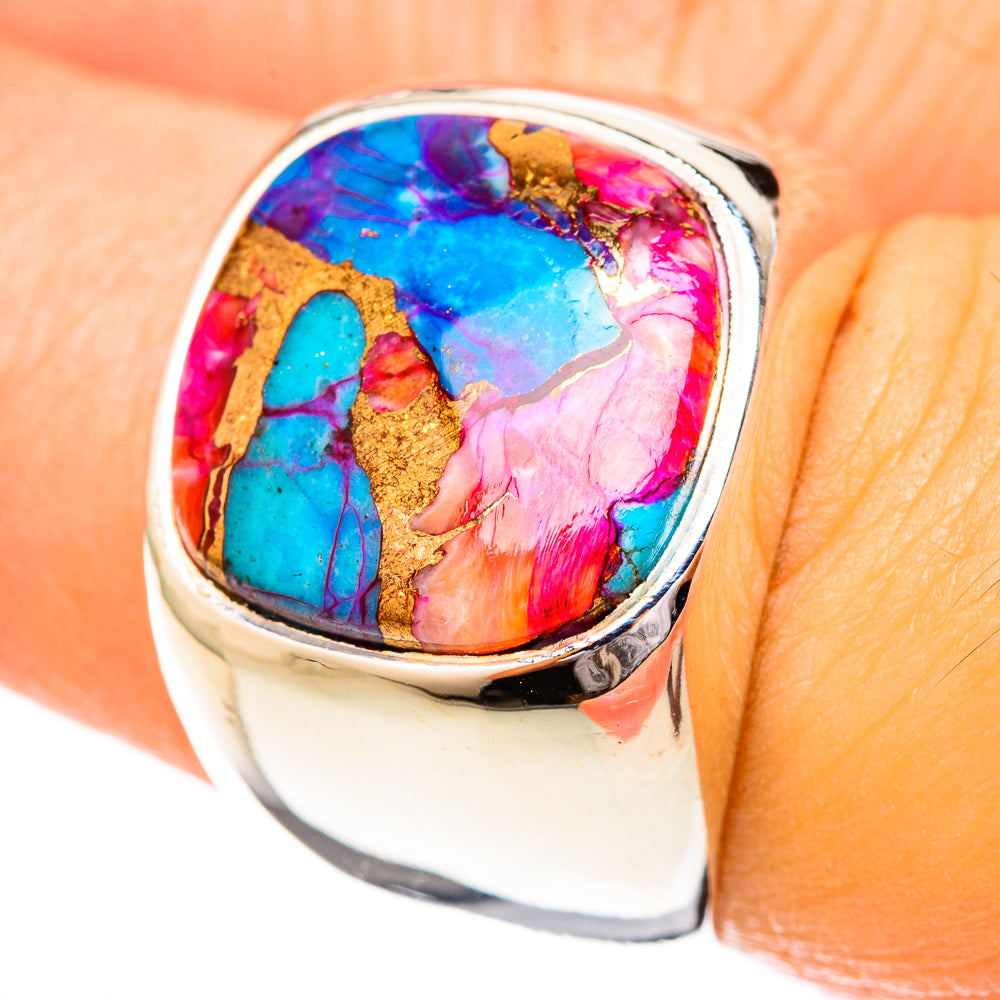 Kingman Pink Dahlia Turquoise Rings handcrafted by Ana Silver Co - RING122775