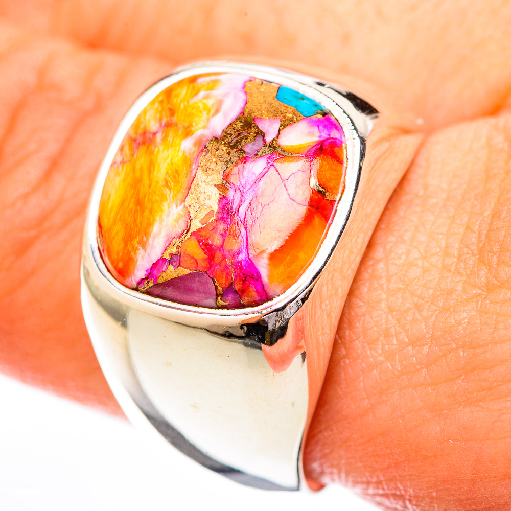 Kingman Pink Dahlia Turquoise Rings handcrafted by Ana Silver Co - RING122776