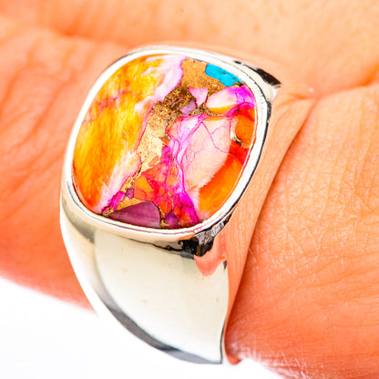 Kingman Pink Dahlia Turquoise Rings handcrafted by Ana Silver Co - RING122776
