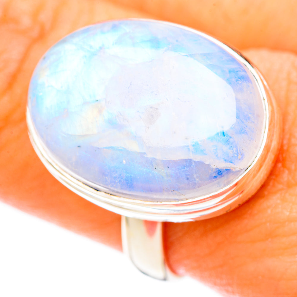 Rainbow Moonstone Rings handcrafted by Ana Silver Co - RING122782