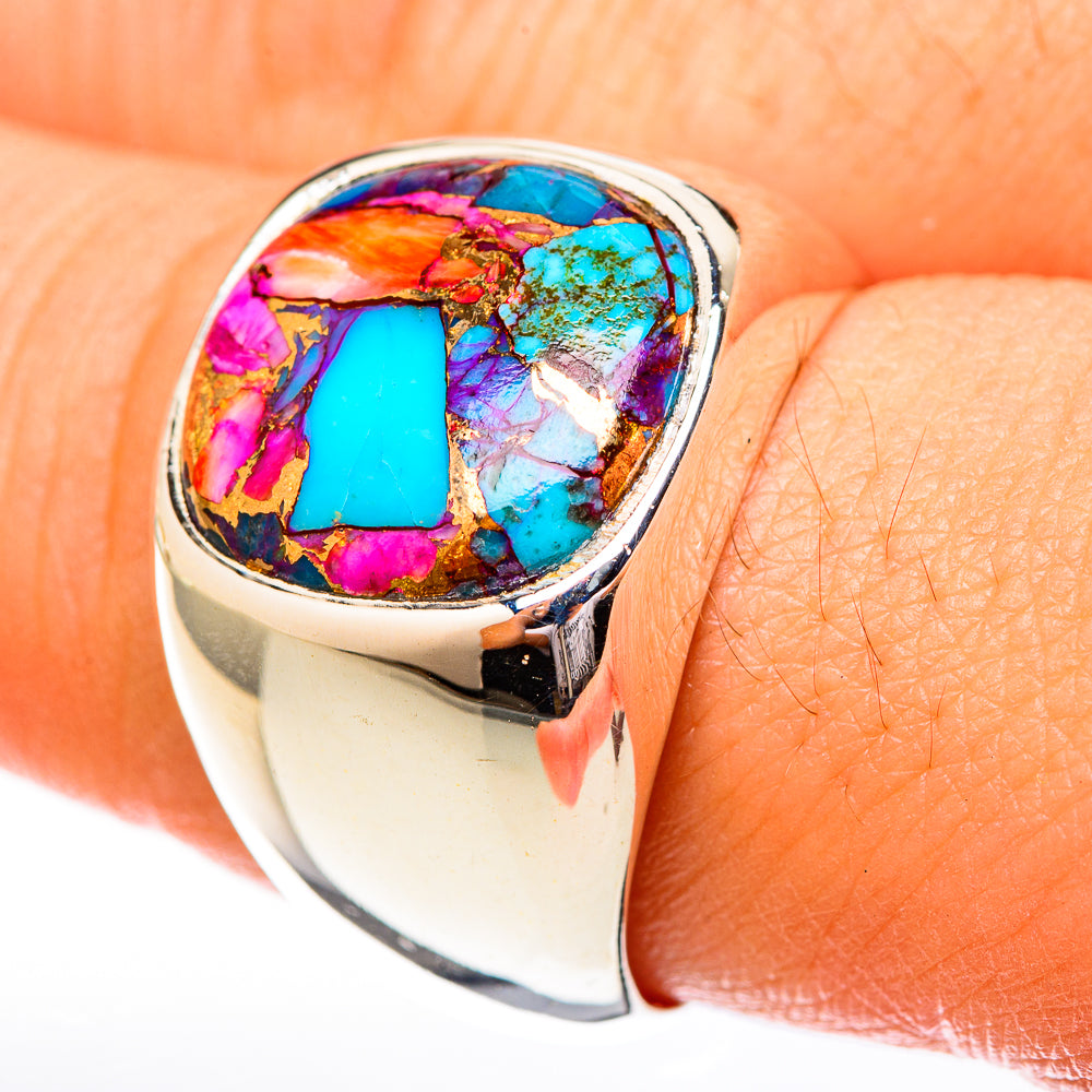 Kingman Pink Dahlia Turquoise Rings handcrafted by Ana Silver Co - RING122787