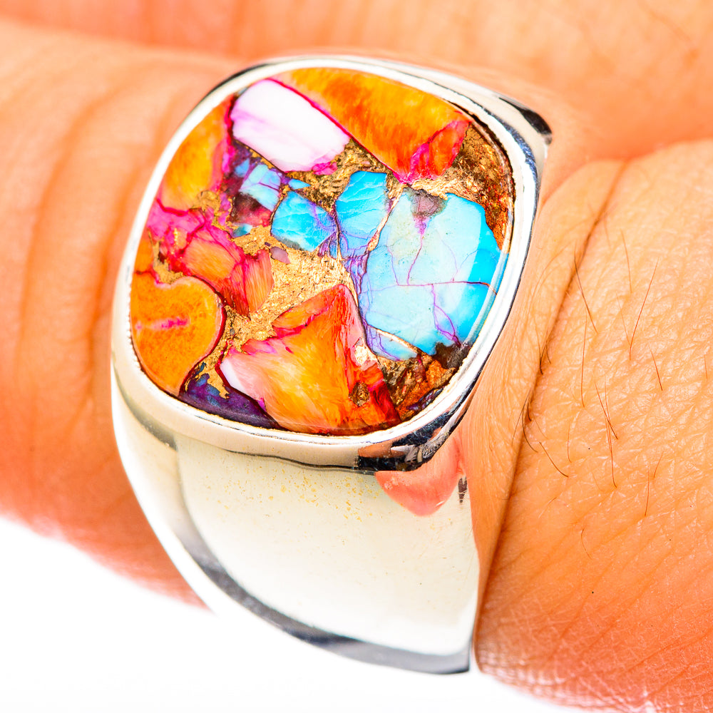 Kingman Pink Dahlia Turquoise Rings handcrafted by Ana Silver Co - RING122788