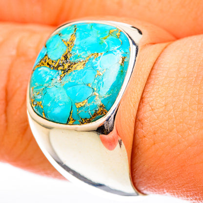 Blue Copper Composite Turquoise Rings handcrafted by Ana Silver Co - RING122794