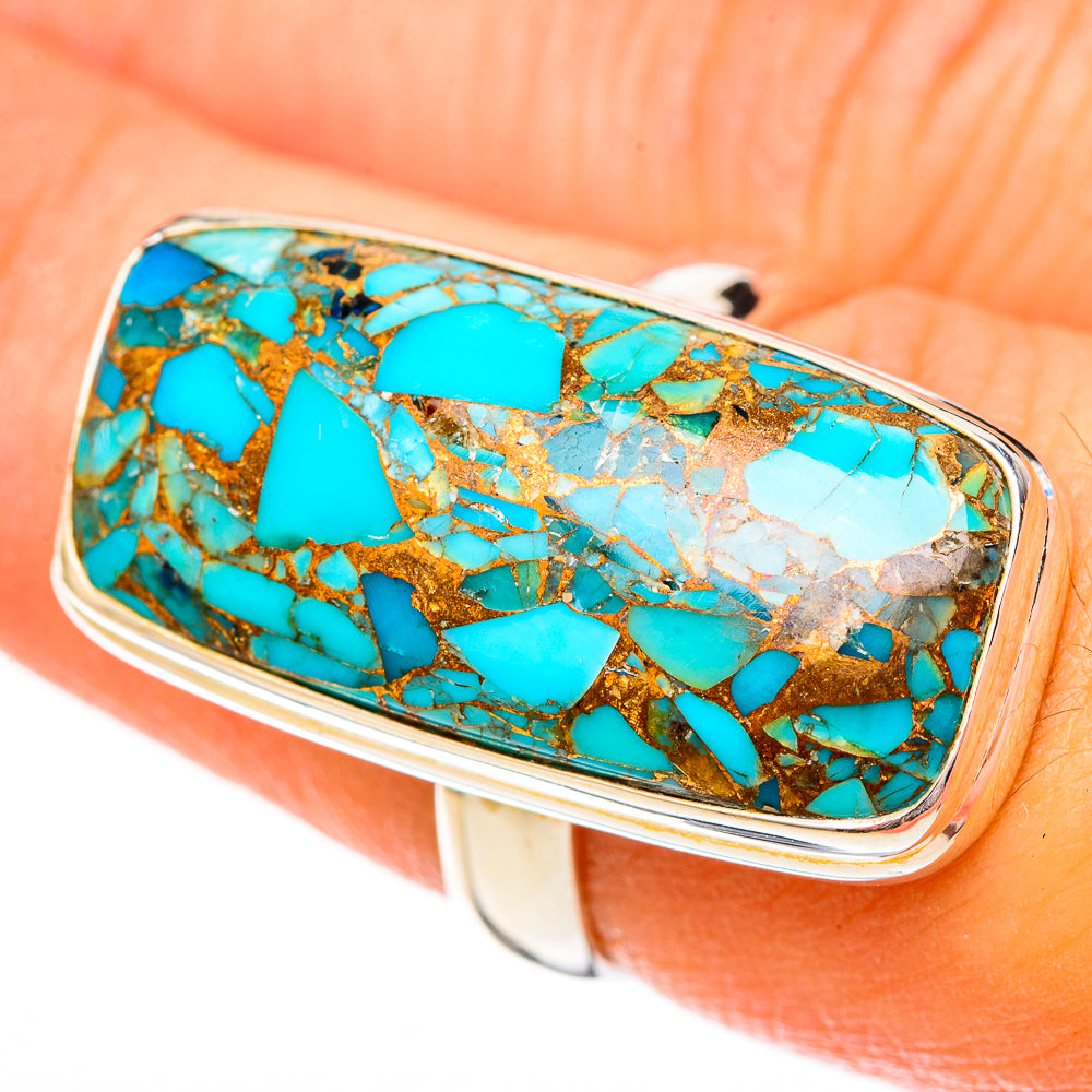 Blue Copper Composite Turquoise Rings handcrafted by Ana Silver Co - RING122814