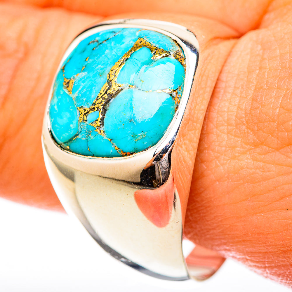 Blue Copper Composite Turquoise Rings handcrafted by Ana Silver Co - RING122815