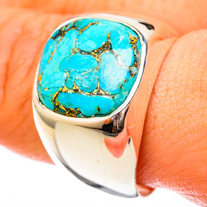 Blue Copper Composite Turquoise Rings handcrafted by Ana Silver Co - RING122828