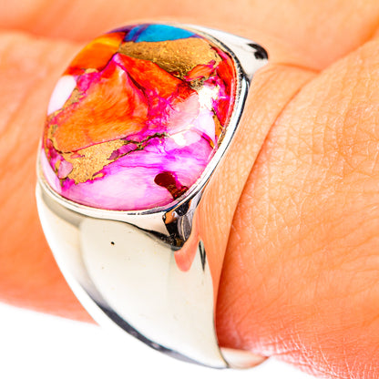 Kingman Pink Dahlia Turquoise Rings handcrafted by Ana Silver Co - RING122833