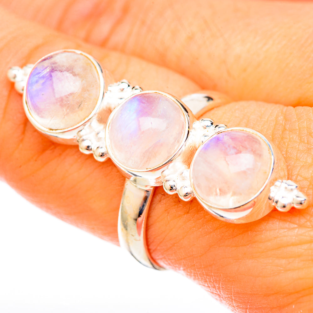 Rainbow Moonstone Rings handcrafted by Ana Silver Co - RING122852