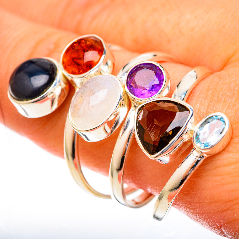 Rainbow Moonstone Rings handcrafted by Ana Silver Co - RING122855