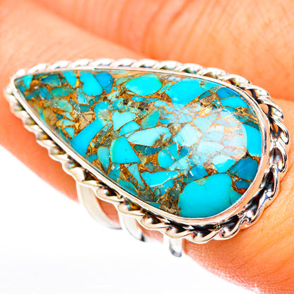 Blue Copper Composite Turquoise Rings handcrafted by Ana Silver Co - RING122863