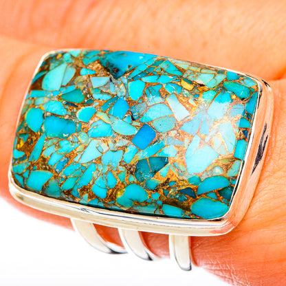 Blue Copper Composite Turquoise Rings handcrafted by Ana Silver Co - RING122867