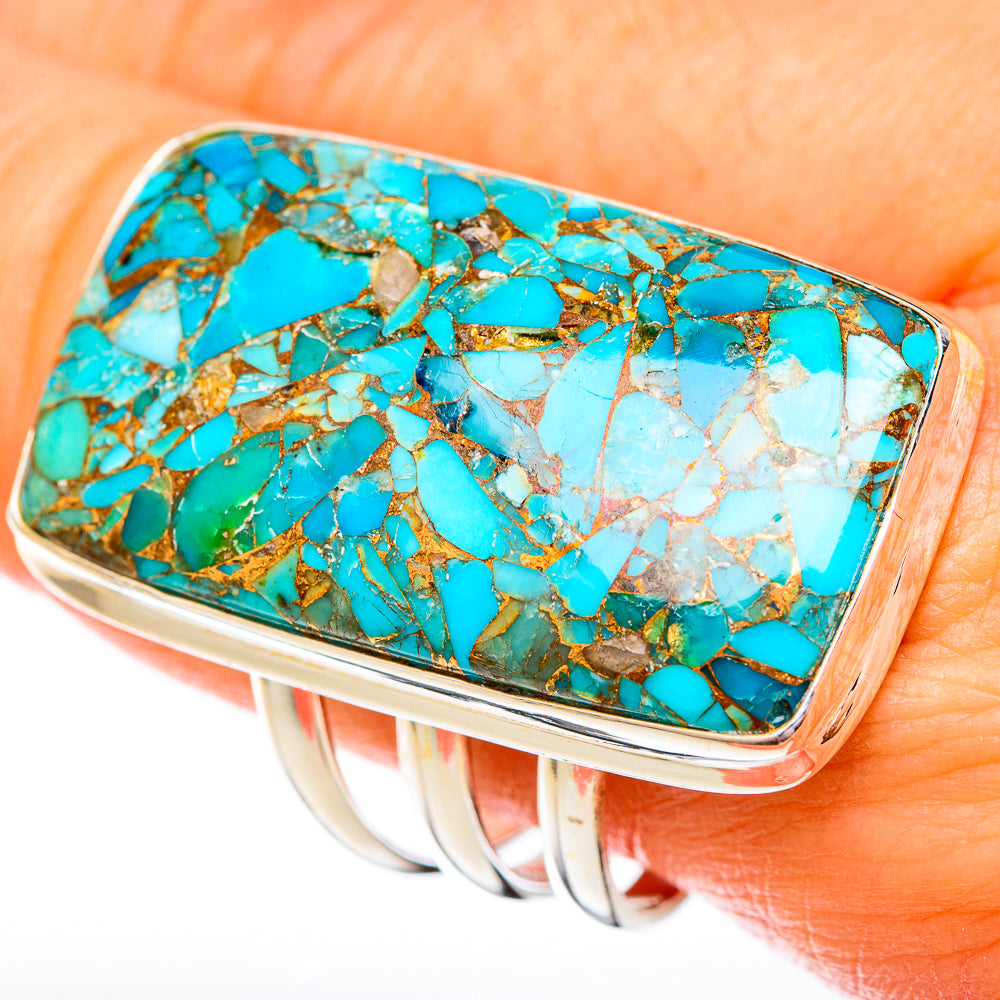 Blue Copper Composite Turquoise Rings handcrafted by Ana Silver Co - RING122870
