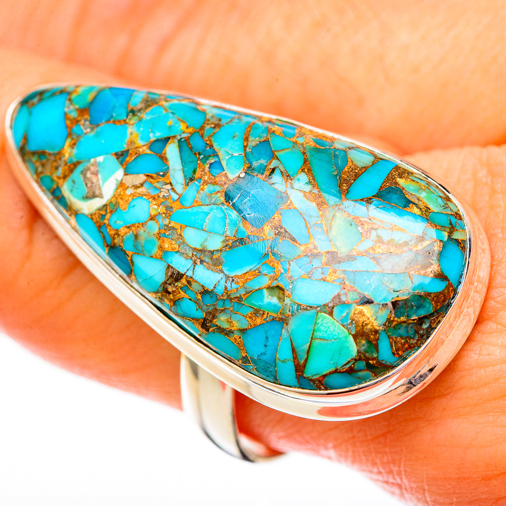 Blue Copper Composite Turquoise Rings handcrafted by Ana Silver Co - RING122871