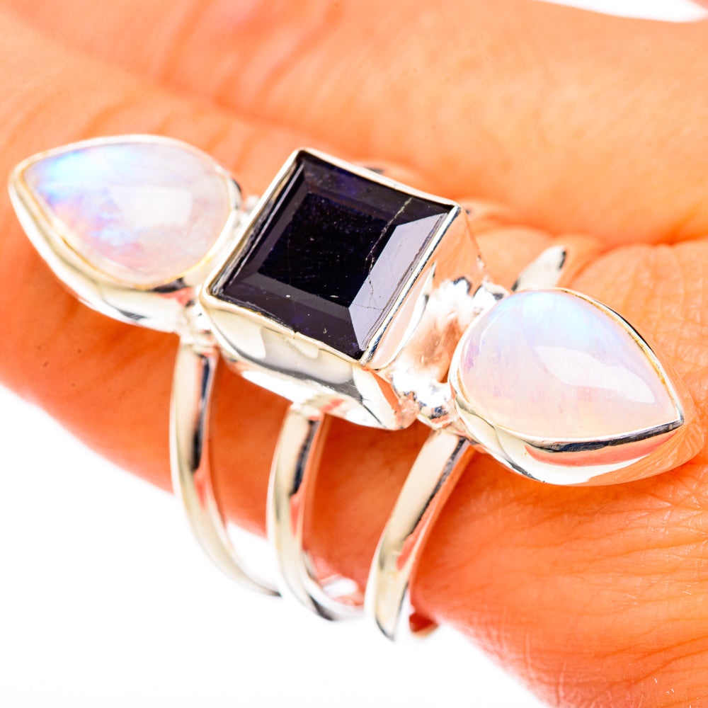 Rainbow Moonstone Rings handcrafted by Ana Silver Co - RING122882
