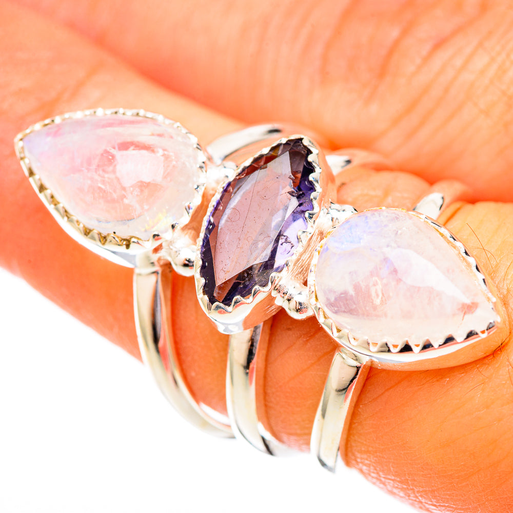 Rainbow Moonstone Rings handcrafted by Ana Silver Co - RING122883
