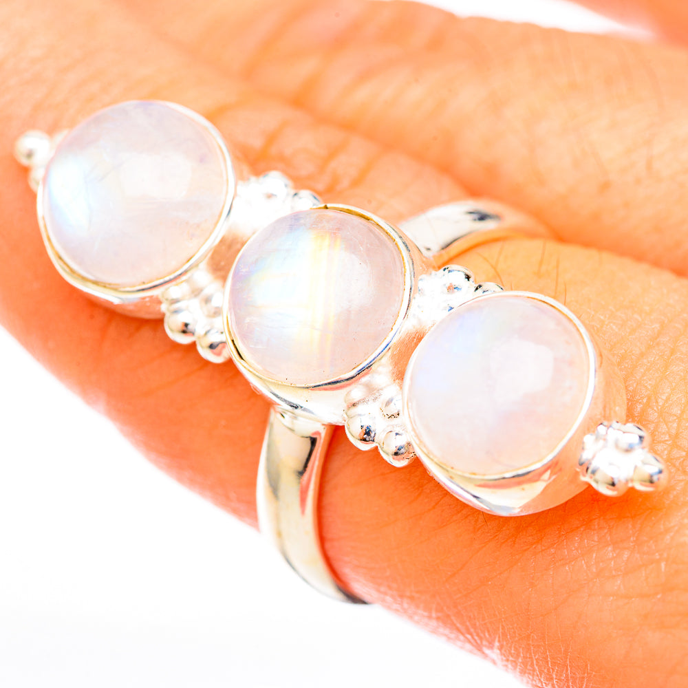 Rainbow Moonstone Rings handcrafted by Ana Silver Co - RING122884