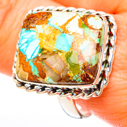 Blue Copper Composite Turquoise Rings handcrafted by Ana Silver Co - RING122897