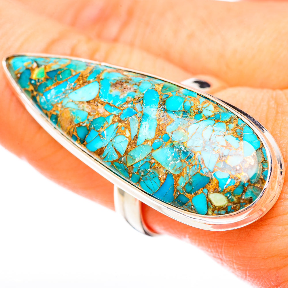 Blue Copper Composite Turquoise Rings handcrafted by Ana Silver Co - RING122901