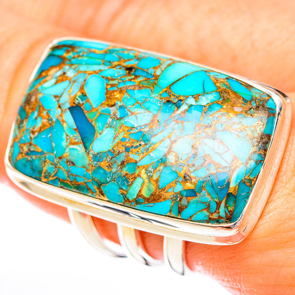 Blue Copper Composite Turquoise Rings handcrafted by Ana Silver Co - RING122902